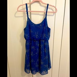 Lush blue gold vine dress